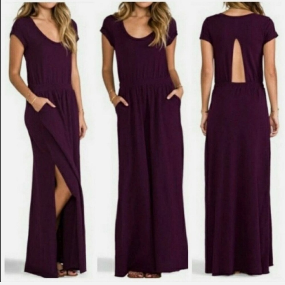 Free People Beach purple maxi dress Andrina's Dress‎ Eggplant cutout